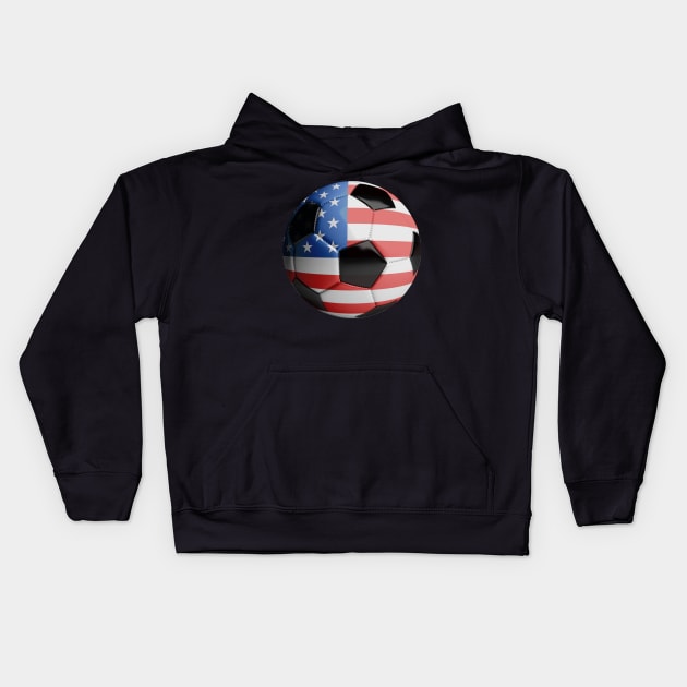 USA Flag Soccer Ball Kids Hoodie by reapolo